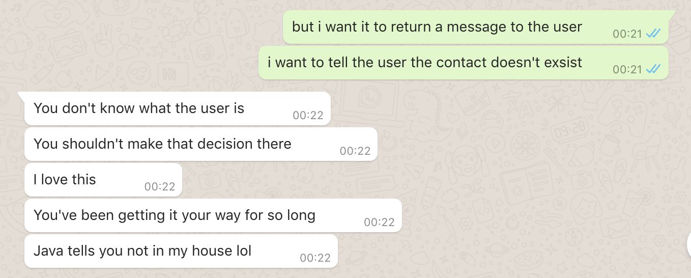 whatsapp conversation whatsapp conversation with friend telling me Java won't let me get away with what Ruby does